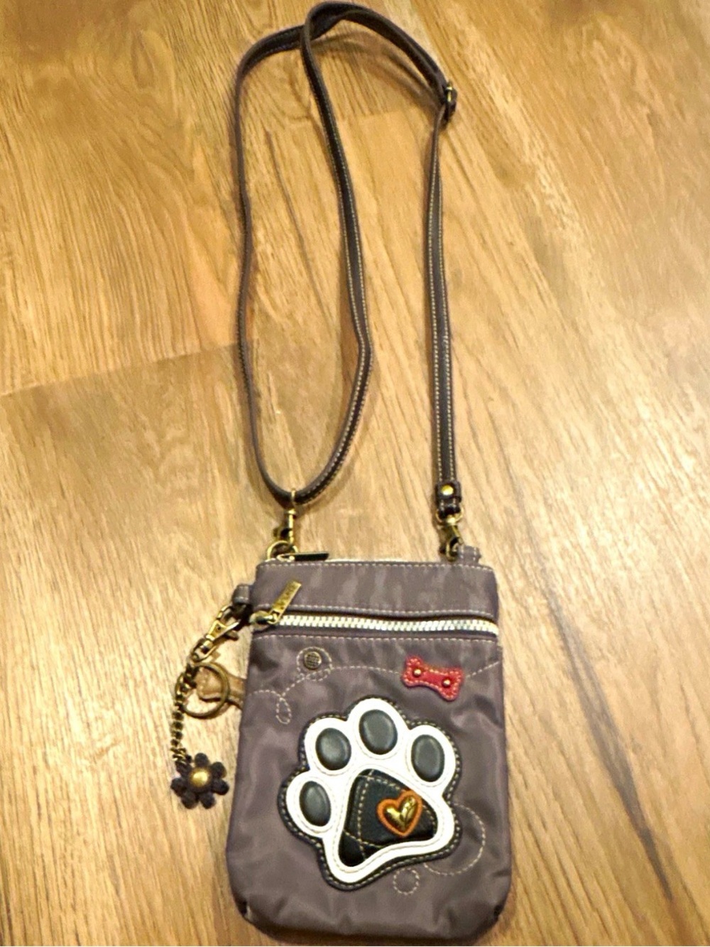 Small Crossbody Dog Paw Accent Bag - Gray
